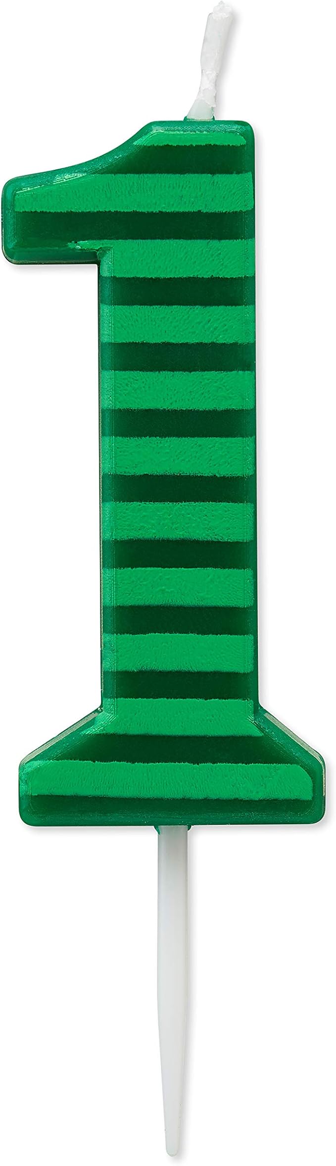 Papyrus Number 1 Birthday Candle, Green Stripes (1-Count)