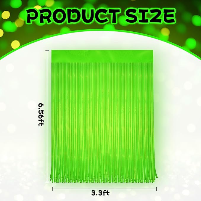 4 Pack Neon Party Decorations Glow in The Dark Party Supplies Multicolor Tinsel Foil Fringe Curtains for Birthday Party Supplies Streamers Decorations