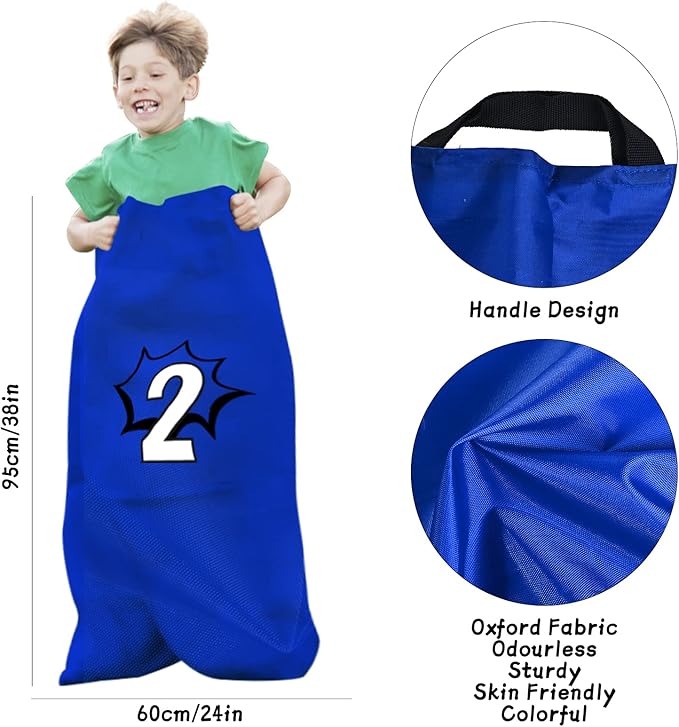 GOLDGE 28 Piece Outdoor Games Kit for Kids - Includes Big Potato Sack Race Bags, Bean Bag Toss, 3 Legged Race Bands, Egg Spoon Relay, for Easter, Christmas & Birthday Parties in The Yard & Lawn