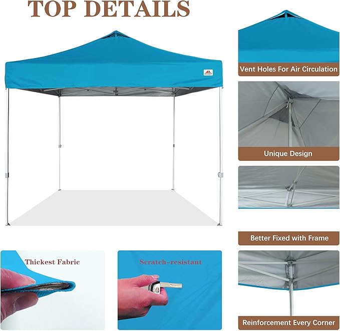 SCOCANOPY Commercial 10x10 Pop Up Canopy Replacement Cover Top with Air Vent,Canopy Cover ONLY, (Turquoise)