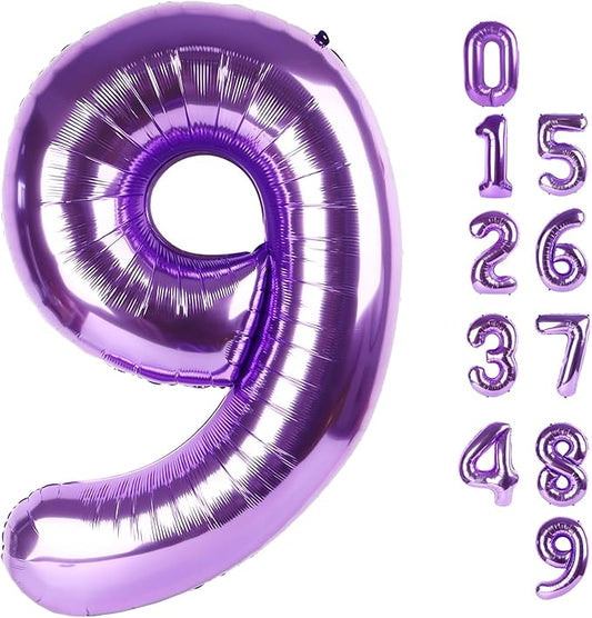 40 Inch Purple Numbers 9 Balloon, Balloons Decorations for 9 19 90 Birthday Party, Engagement, Wedding, Graduations, Photo Shoot Supplies