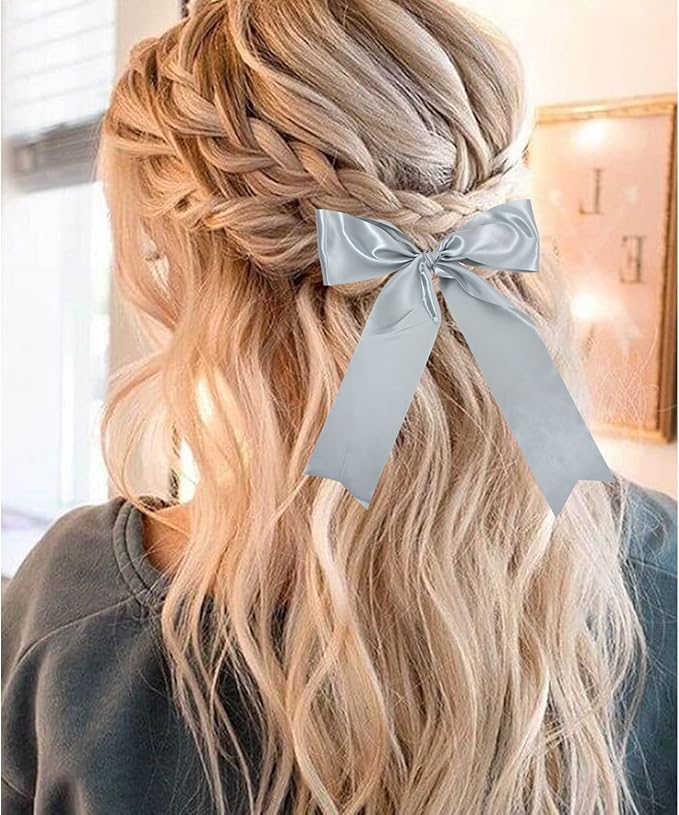 TONIFUL 4 Inch Wide Silver Solid Satin Ribbon 22yd Fabric Large Ribbon for Cutting Ceremony Grand Opening Chair Sashes Table Hair Bows Floral Sewing Craft Gift Wrapping Wedding Party Decoration