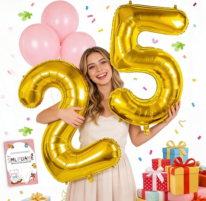 40 inch Number Balloon 0-9 Gold Large Number 5 Balloons,Digital Balloons for Birthday Party Celebration Decorations Supplies, Helium Foil Number Balloons for Wedding Anniversary