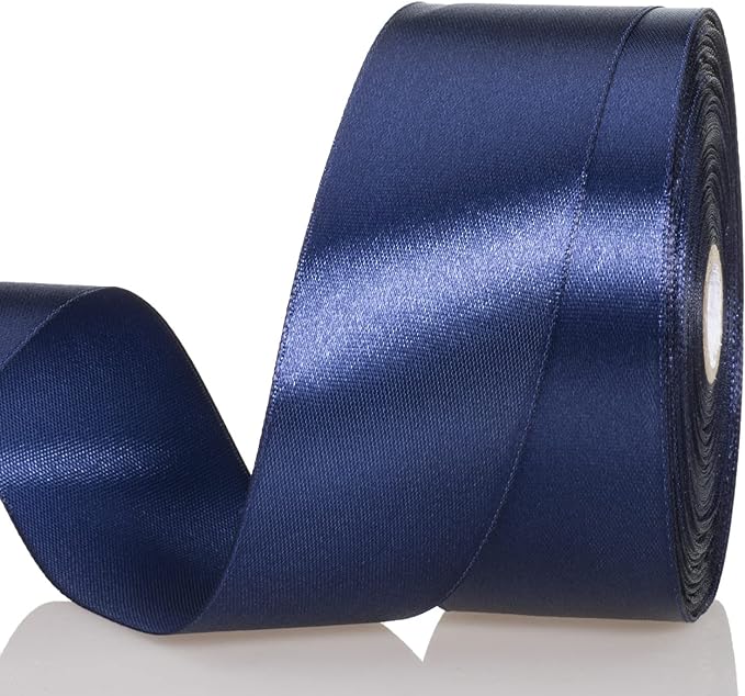 YASEO 1 1/2 Inch Navy Solid Satin Ribbon, 50 Yards Craft Fabric Ribbon for Gift Wrapping Floral Bouquets Wedding Party Decoration