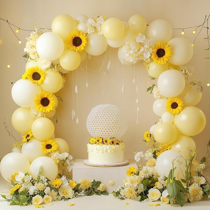 RUBFAC 87pcs Pastel Yellow Balloons Different Sizes 18 12 10 5 Inches for Garland Arch, Premium Yellow Latex Balloons for Birthday Party Wedding Baby Shower Bridal Shower Decorations