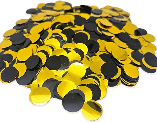 ZOOYOO Black Gold Foil Confetti, Round Foil Glitter Table Confetti Dots, Sparkling for Wedding Birthday Graduation New Year Anniversary Farewell Retirement Party Decoration (1.76 OZ, 1.5 cm)