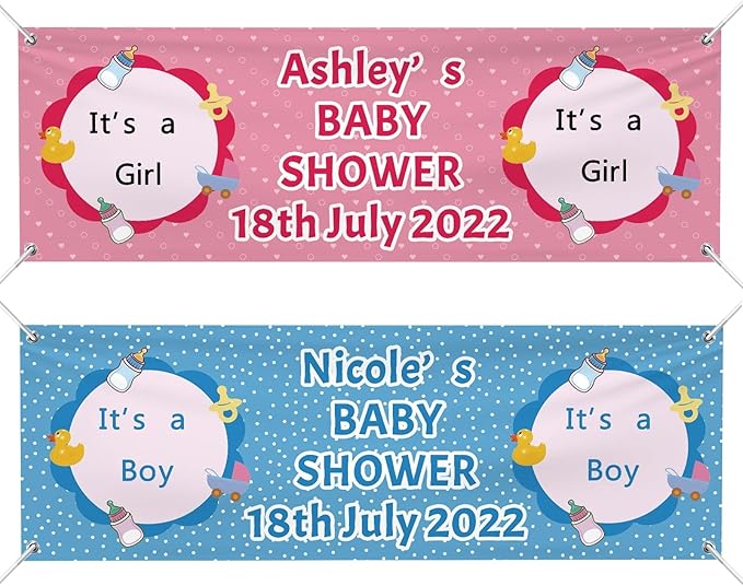 Baby Shower Banner Personalized Name Date Custom Baby Shower Banners and Signs Customize for Party Decoration 9'x3'