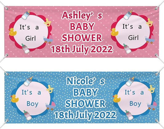 Baby Shower Banner Personalized Name Date Custom Baby Shower Banners and Signs Customize for Party Decoration 9'x3'