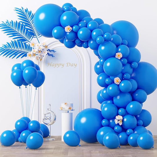 Voircoloria 130pcs Blue Balloons Different Sizes 18" 12" 10" 5" Matte Blue Latex Balloon Garland Arch Kit for Birthday Baby Shower Graduation Wedding Gender Reveal Anniversary Party Decorations