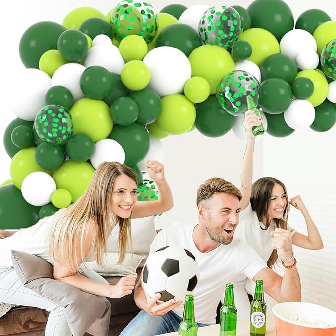 Lime Green White Balloon Garland Arch Kit - 122PCS Green White Balloon Dark Green Balloons for Wedding Birthday Jungle Safari Baby Shower Graduation St Patrick Party Decorations
