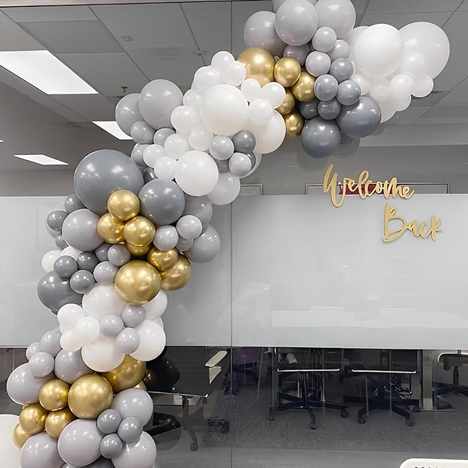 Voircoloria 110pcs Gray Balloons 12inch Grey Latex Party Balloons for Graduation, Wedding, Birthday, Gender Reveal, Baby Shower, Bridal Shower, Anniversary Party Decorations