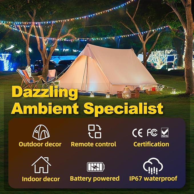 XZAI Globe Fairy String Lights, 33Ft 100LED Battery Operated with Remote, IP67 Waterproof Indoor Outdoor Hanging Crystal Beads for Home Party Patio Garden, Multicolor