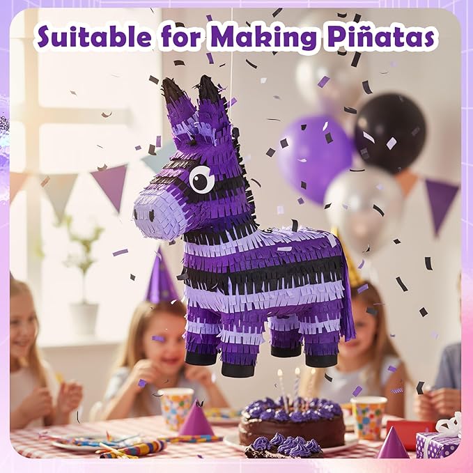 Epakh 12 Rolls Purple/Black Crepe Paper Streamers (984ft) - Pixel Birthday Party Decorations, Video Game Birthday Supplies, Pixel Theme Purple Party Decor Halloween