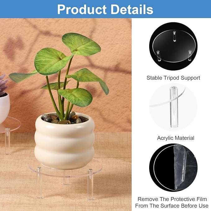 6 Pcs Clear Acrylic Risers Display Stands, Round Transparent Acrylic Risers for Display with 3 Sizes (5"/5.9"/7.9" Diameter) for Cake, Jewelry, Collectibles, Cupcakes, Figures, Home Decor