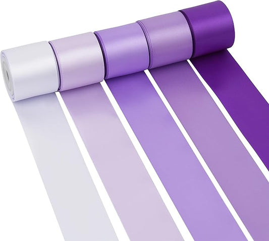 MAYREEL 1.5 Inch Purple Satin Ribbon Lilac Lavender for Gift Wrapping Flower Bouquet Wedding Bridal Shower Crafts 5 Rolls 5 Yards Each Color Total 25 Yards