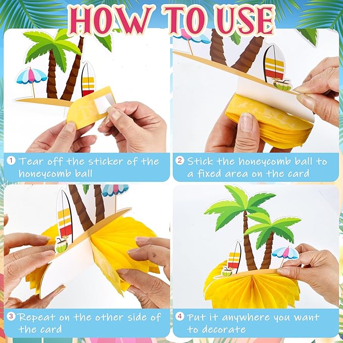 9 Pcs School Out for Summer Honeycomb Centerpieces Hello Summer Table Decorations Beach Palm Tree Surfboard School Bus Hawaiian Luau Party Supplies for Schools Classroom Summers Vacation Decor