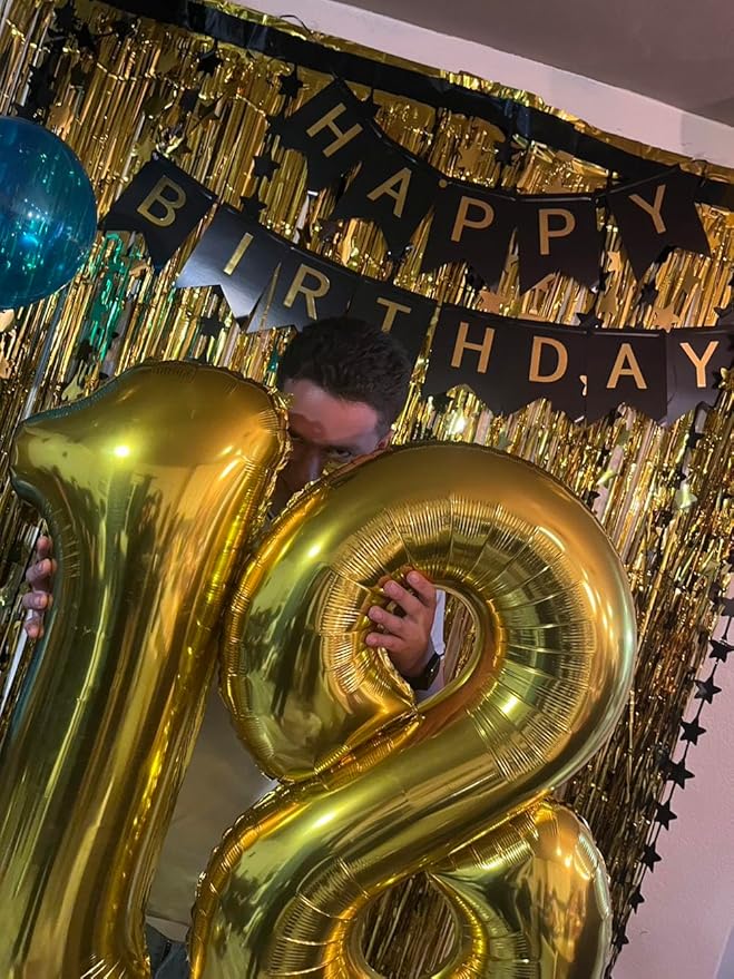 40 inch Number Balloon 0-9 Gold Large Number 18 Balloons,Digital Balloons for Birthday Party Celebration Decorations Supplies, Helium Foil Number Balloons for Wedding Anniversary