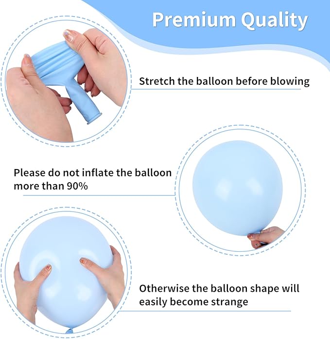RUBFAC Navy Blue Gold Balloon, Party Balloons Pastel Blue Metallic Confetti for Birthday Wedding Bridal Baby Shower Graduation Party Supplies, 65pcs 12 Inches