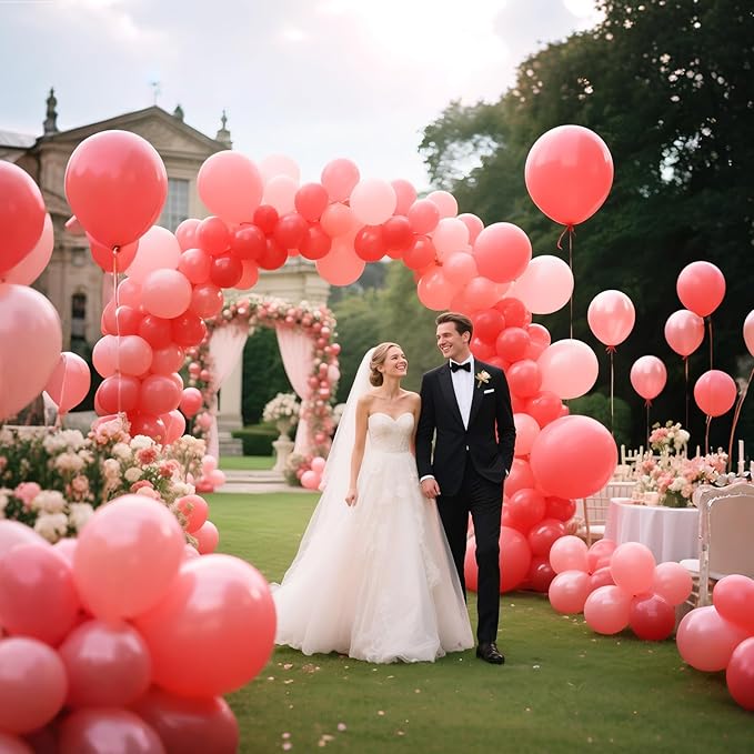 110pcs Pastel Red Balloon 12 Inch, Pastel Red Latex Balloons for Birthday Party Baby Shower Wedding(with 2 Ribbons).
