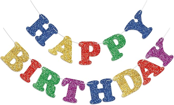 Colorful Happy Birthday Banner Birthday Party Decorations Happy Birthday Banner Bunting Garland Sign for Kids Boys Girls Adults Birthday Baby Shower Celebration Party Backdrops Supplies