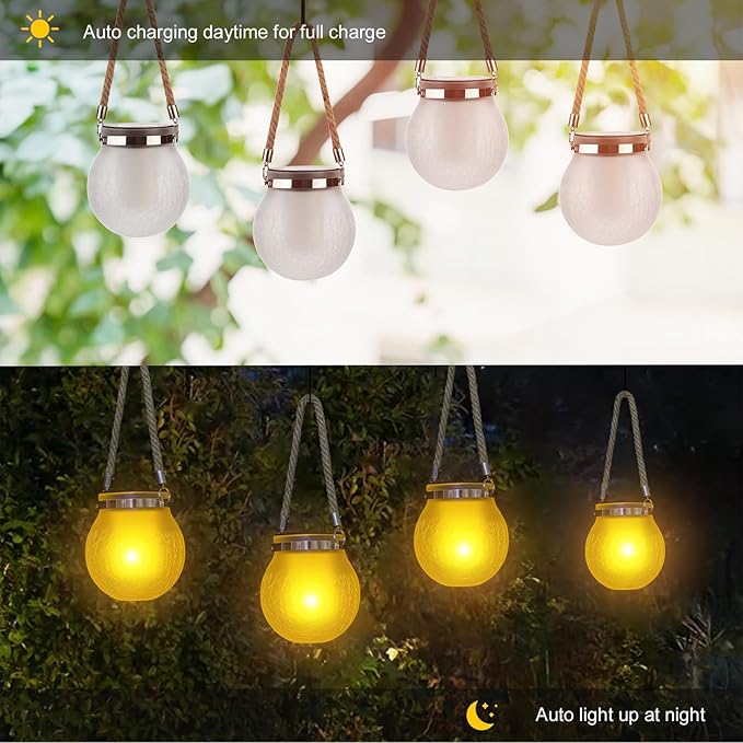 Solar Lanterns Outdoor Waterproof Hanging - Solar Lantern Garden Decor, Lanterns Lights for Backyard Porch Patio Table Yard Balcony Lawn Pathway