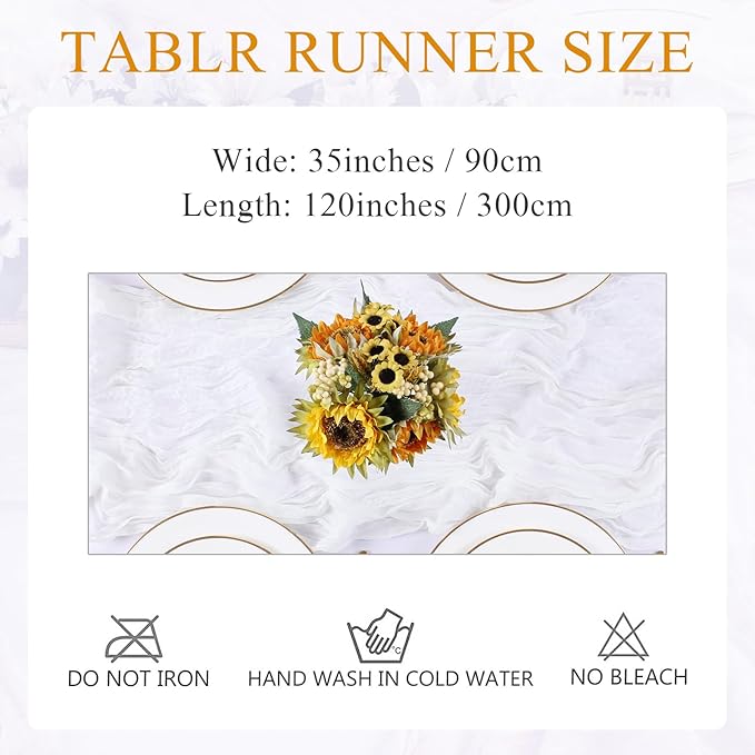 White Cheesecloth Table Runner 10FT Boho Rustic Sheer Cheese Cloth Table Runners 120 Inch Gauze Table Decorations for Wedding Party Bridal Shower Birthday Home Decor