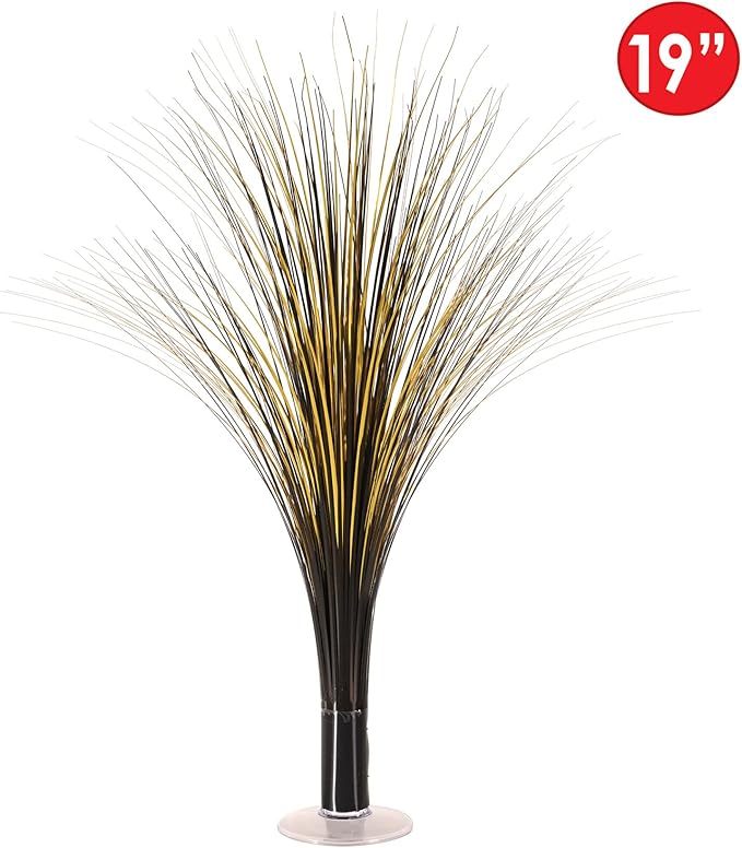Beistle Plastic Metallic Black And Gold Spray Centerpieces For Happy New Year Decorations, Awards Night Tableware, Birthday Party Supplies, (Pack of 2) 19"