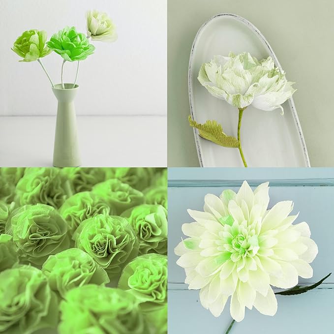 Whaline 8 Rolls Crepe Paper Streamers 25 x 250cm 4 Colors Party Streamers Green Theme Crepe Paper Roll Decorative Craft Streamer for Gift Wrapping Paper Crafts Room Wall Decoration