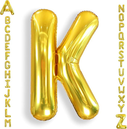 AULE 40 Inch Big Letter Balloon Gold K Large Foil Helium Alphabet Balloons A-Z for Birthday Anniversary Graduation New Year Party Decoration Supplies