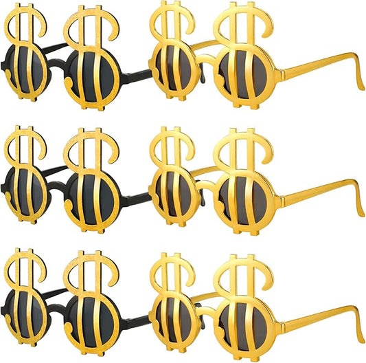 Bencailor Gold Dollar Sign Sunglasses Money Party Decorations 80s 90s Hip Hop Costume Accessory for Theme Party