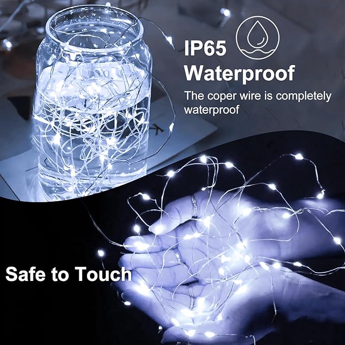 8Pack Fairy Lights Battery Operated, 7ft 20 LED 3 Modes Speed Twinkle Mini String Lights Waterproof Silver Wire Firefly Starry Lights for Mason Jars Wedding Party Christmas Decorations