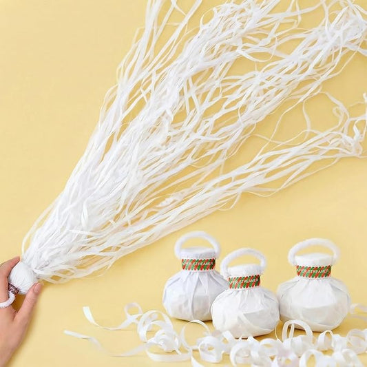 10 Pack Hand Throw Streamers, No Mess Confetti Poppers White Paper Crackers for Birthday, Wedding, Party Celebrations