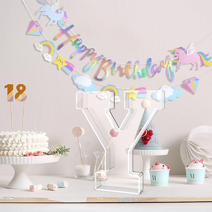 13.8" Acrylic Letter Charcuterie Tray, Charcuterie Letters Fillable Box for food, Reusable Serving Cake Candy Dish Display Tray for Birthday Anniversary Party Decoration (Letter Y)