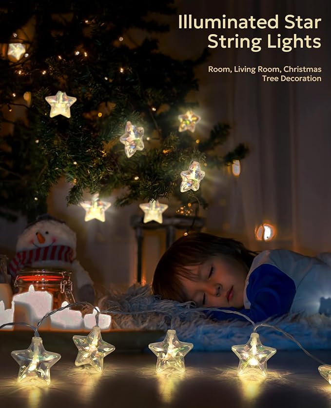 AceList Star LED String Lights – USB/Battery - Powered 20 LED Twinkling Fairy Lights with Remote, 8 Modes, Waterproof Design for Indoor/Outdoor, Christmas, Wedding, Bedroom Ambiance