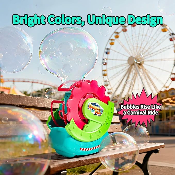 Bubble Machine for Toddlers Kids & Pets, with 8oz Safe Solution, Extra Large & Bubbles in Bubble Maker, Children & Pets Dog Toys Gift, Indoor/Outdoor Birthday Wedding Party Bubble Blower