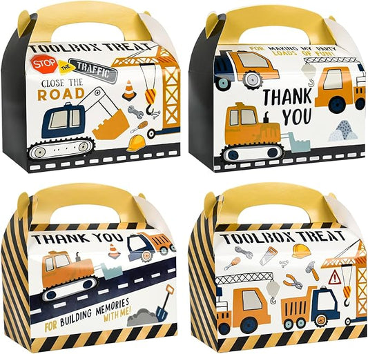 DjinnGlory 36 Pack Cute Construction Party Favor Treat Boxes, Small Gable Boxes for Kids Parties Giveaways and Small Business 6.18x3.58x3.39 Inches