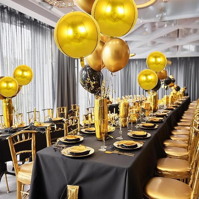 TONIFUL 8Pcs Large Gold 4D Giant Round Foil Balloon 22inch Big Mirror Metallic Mylar Sephere Balloons for Christmas New Year Birthday Party Graduation Wedding Bridal Shower Decoration Supplies
