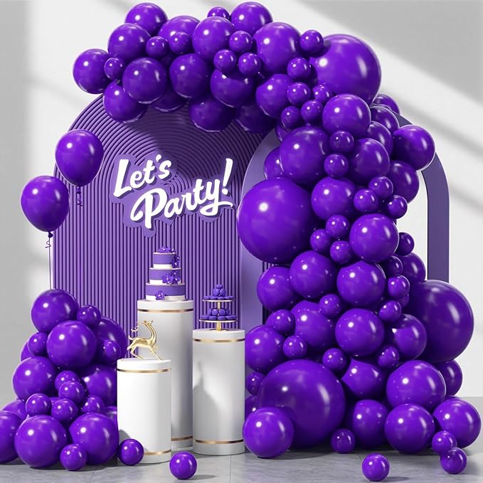 120pcs Dark Purple Balloons, 18 12 10 5 inch Purple Balloons Different Sizes Balloon Arch Kit for Graduation Birthday Wedding Baby Shower Party Decorations