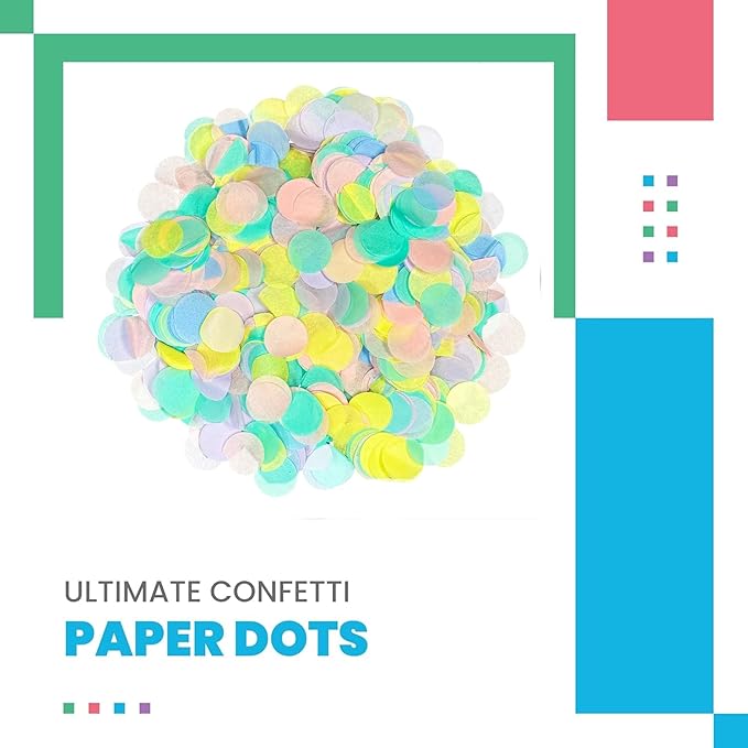 Ultimate Confetti, Pastel Multicolor Biodegradable Confetti Circles - Flame-Resistant and Slow-Falling Tissue Paper Confetti for Cannon and Launcher use – Best for Celebrations - 1 lb, 16 oz