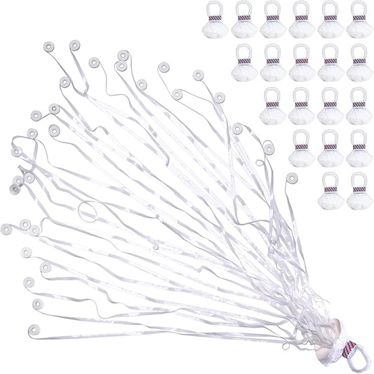 Confetti Poppers, 20 Pack Plastic No Mess Streamers, Party Poppers for Birthday,Wedding,Celebrations,Graduation Party (White, 20 Pack)