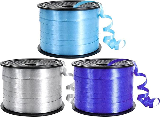 TONIFUL 300 Yards Curling Ribbon-Balloon Ribbon-Balloon String for Art&Craft Decor,Gift Wrapping,Ribbons and Bows for Christmas New Year Birthday Gifts Graduation Supplies (Silver Blue)