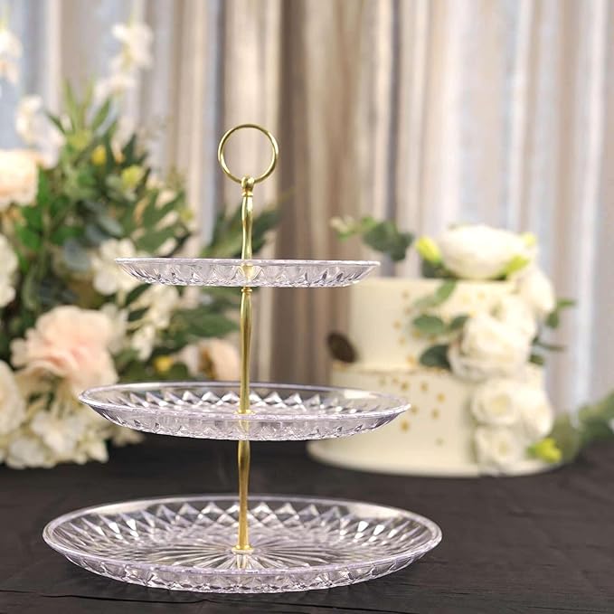 Efavormart 12" Sunflower Cut 3-Tiered Cupcake Stand, Dessert Holder - Clear Plastic