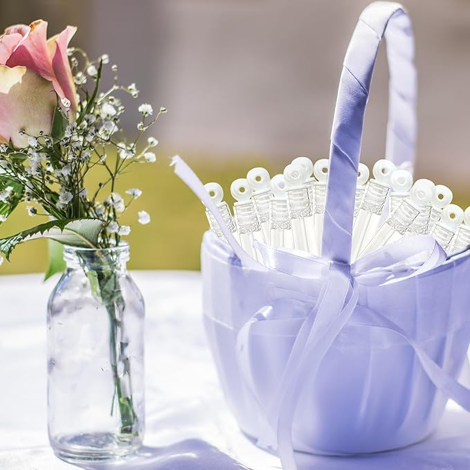 Bulk Mini Bubble Wands for Wedding 100 Count, Party Favors Supplies for Guest, Wedding Reception Send Off Activities Games for Kids & Adults, Non Candy Gift Bag Ideas Stuff for Engagement Anniversary