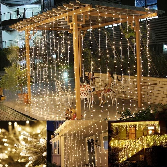 Fairy Lights Outdoor String Lights 33ft 100 LED with Memory Modes Controller, Extendable Christmas Lights Decorations for Wedding, Ramadan, Christmas, Valentine, Patio, Indoor and Outdoor (Warm White)