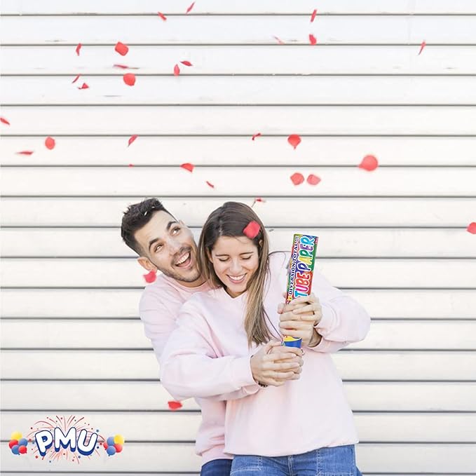 PMU Cannons Party Poppers - Confetti Blaster for Drive-by Birthdays-Celebrations, Graduation, Wedding, Christmas, New Year’s Eve - Party Poppers Confetti Shooters - 12 inch, Pkg/6