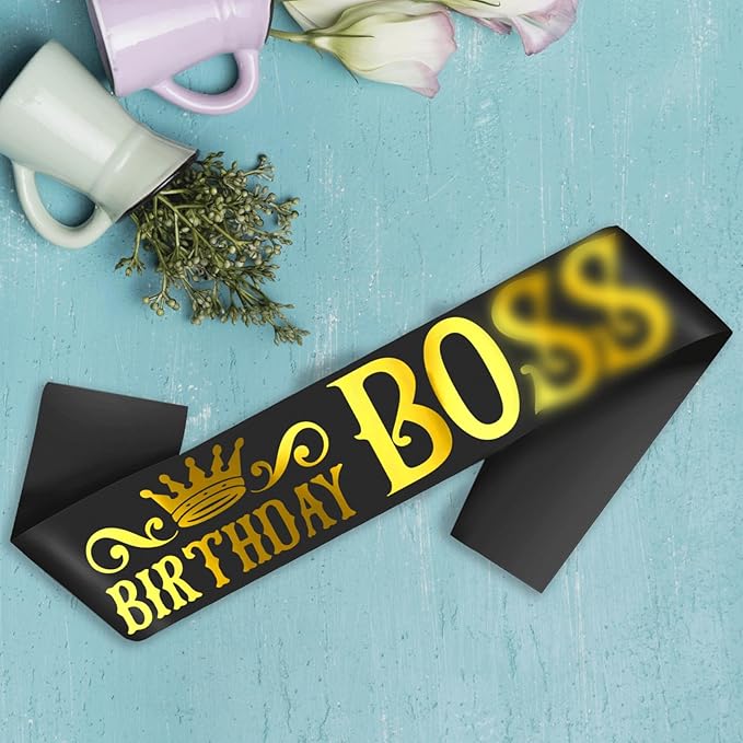 Mens Birthday Sash with Gold Foil, Black Funny Birthday Sash for Men 30th 40th 50th 60th 70th 80th Bday Party Decorations Ideas, Gifts, Jokes and Favors (Black + Gold)