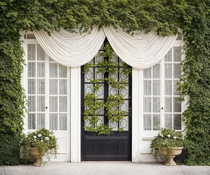 Kate 108ft Spring Vine Leaf White Door Backdrop - Wedding & Bridal Photography Background