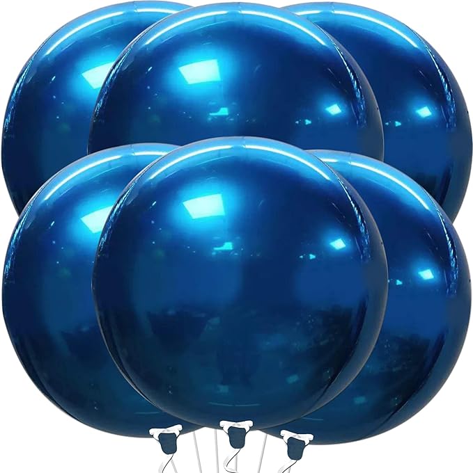 KatchOn, Metallic Blue Balloons - Big 22 Inch, Pack of 6 | Blue Mylar Balloons for Fathers Day Decorations | Graduation Decorations 2026, Blue Party Decorations, Birthday Decorations