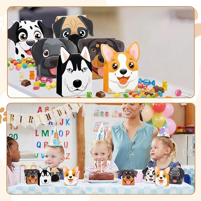YooNotee 36 Pcs Dog Party Favors Boxes Puppy Theme Birthday Goodie Boxes Candy Gift Bags Cute Dog Party Favor Gift Case for Doggie Birthday Baby Shower Vbs Wedding Decorations