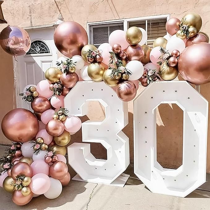 RUBFAC 129pcs Rose Gold Balloons Different Sizes 18 12 10 5 Inches, Latex Balloon Garland Arch Kit for Birthday Party Valentine's Day Baby Shower Graduation Wedding Holiday Decoration